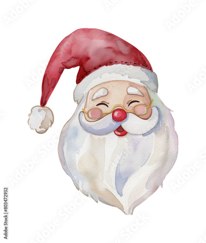 santa cartoon portrait watercolor digital painting good quality