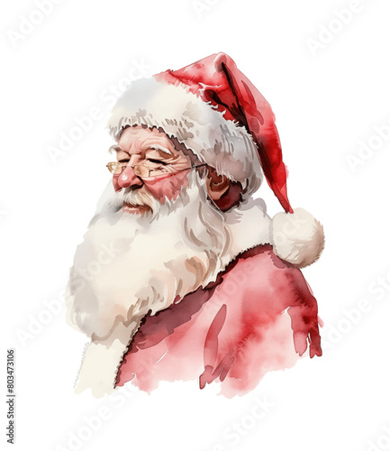 santa portrait watercolor digital painting good quality