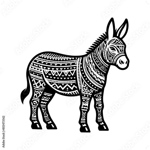 Donkey silhouette in animal ethnic  polynesia tribal illustration