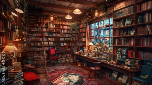 A cozy bookstore with shelves lined with books, inviting readers to get lost in their pages.