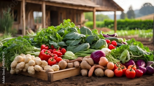 abundant crop of fresh organic veggies grown in fertile soil, demonstrating sustainable farming and wholesome produce