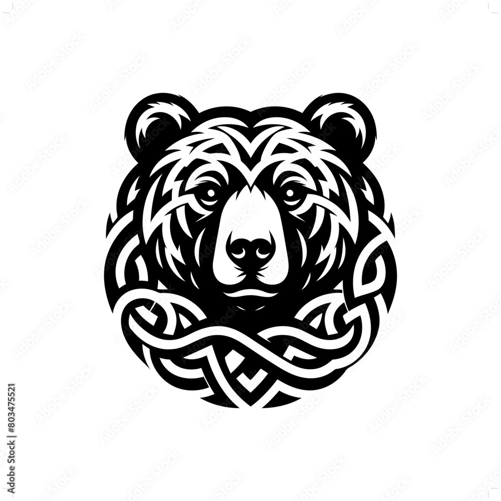 grizzly bear silhouette in animal celtic knot, irish, nordic illustration grizzly bear silhouette in animal celtic knot, irish, nordic illustration