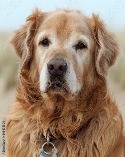 Portrait of an Elderly Golden Retriever with a Wise and Gentle Expression, Symbolizing Loyalty and Longevity