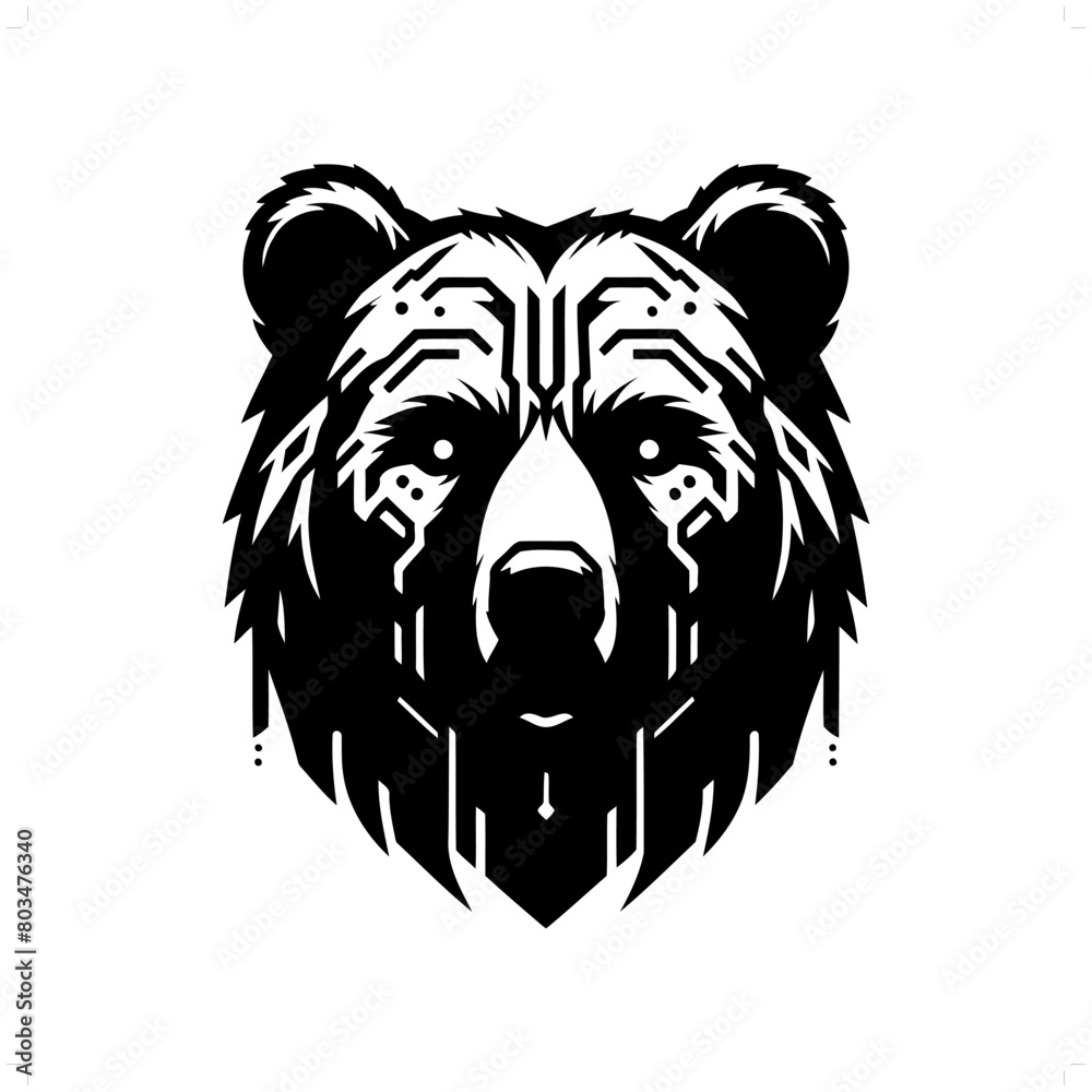 grizzly bear silhouette in animal cyberpunk, modern futuristic illustration grizzly bear silhouette in animal cyberpunk, modern futuristic illustration