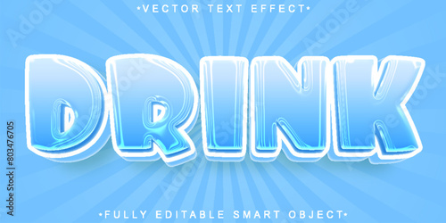 Cartoon Blue Drink Water Vector Fully Editable Smart Object Text Effect