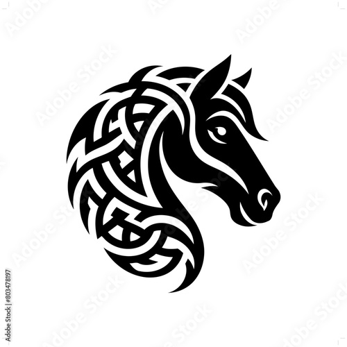 Horse silhouette in animal celtic knot, irish, nordic illustration