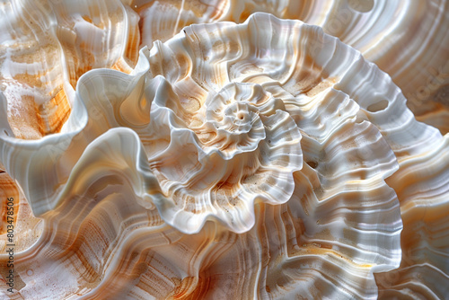 An image showcasing the intricate details of a seashell found on Heart Island's beaches.