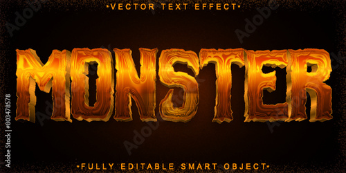 Orange Horror Monster Vector Fully Editable Smart Object Text Effect