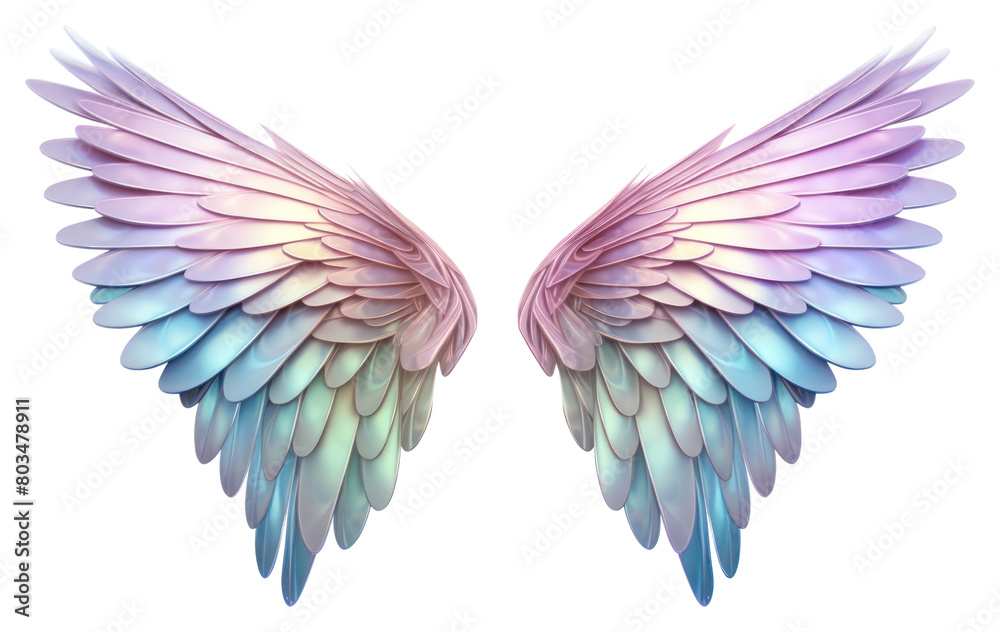 Obraz premium PNG Wings iridescent angel white background lightweight.
