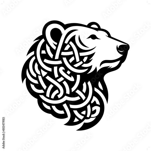 Polar bear silhouette in animal celtic knot, irish, nordic illustration