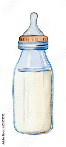 baby bottle milk watercolor digital painting good quality