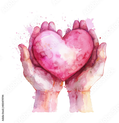 hand hold love watercolor digital painting good quality