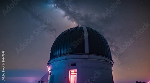 Celestial observatory with telescopes and constellations.
 photo
