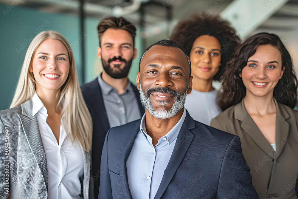 Group portrait of smiling business people