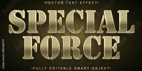 Cream Army Special Force Vector Fully Editable Smart Object Text Effect © HUMA