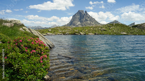 Beautiful mountain lake in Pyrenees (Lacs d' Ayous), popular hiking route, France