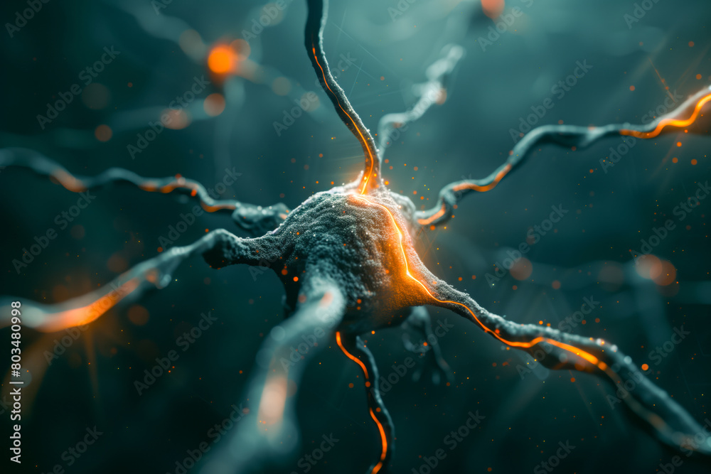 Abstract close up neurons cells presentation. Synapses and axones ...
