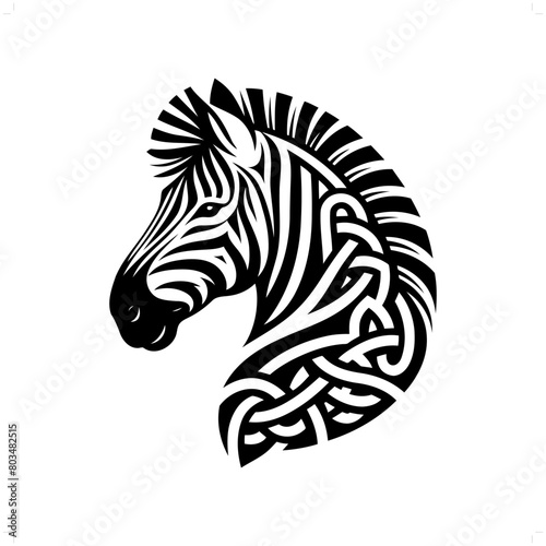 Zebra silhouette in animal celtic knot  irish  nordic illustration