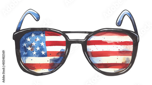 sunglasses america flag reflection watercolor digital painting good quality