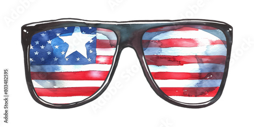 sunglasses america flag reflection watercolor digital painting good quality