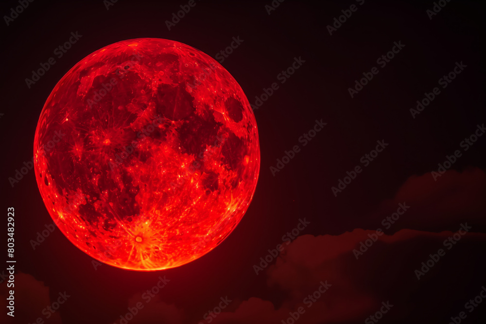 Naklejka premium Bloody moon, red full moon isolated on black.