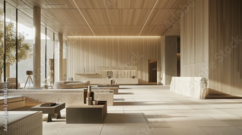 Airy Neutral Lobby Space with Modern Aesthetic - Interior.