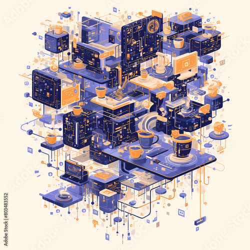 Revolutionize Your Tech Vision with this Colorful Illustrated Conceptual Representation of Software Development