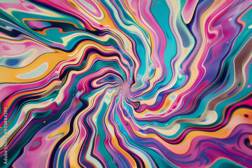 A psychedelic art explosion featuring swirling, merging colors in an intricate and mesmerizing pattern - Generative AI