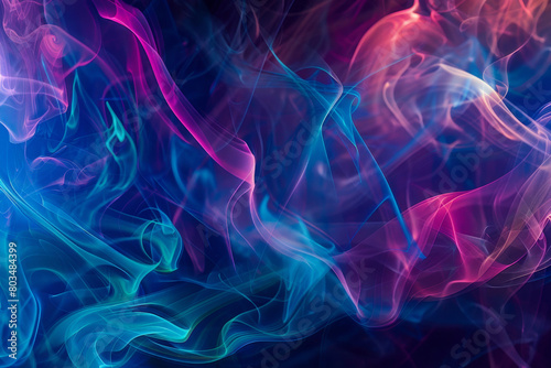 An image capturing the delicate swirls and patterns of colored smoke against a dark background - Generative AI