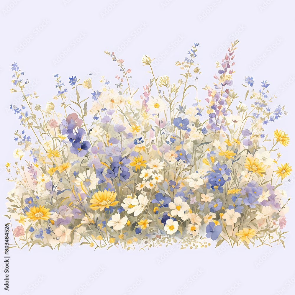 Natural Splendor - A Bouquet of Colorful Flowers Blooming in a Field