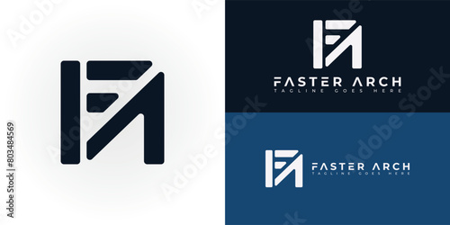 Abstract initial square letter FA or AF logo in deep blue color isolated on multiple background colors. The logo is suitable for marketing agency company icon logo design inspiration templates.