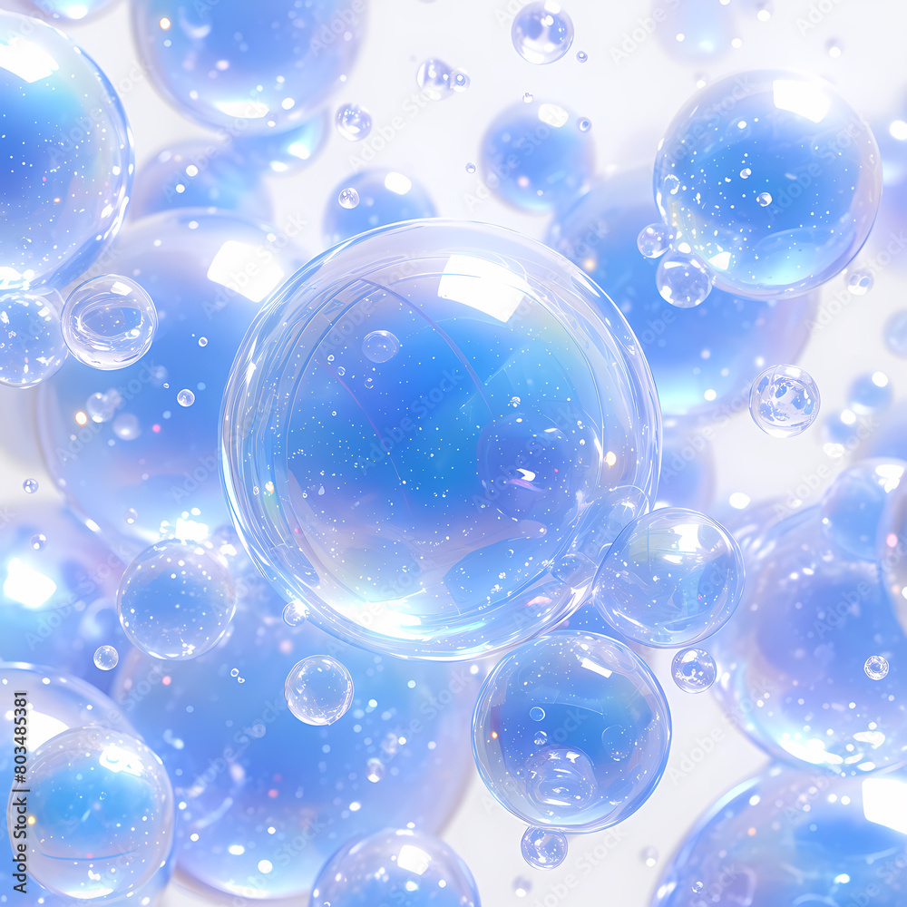 Shiny and Gleaming Blue Orbs on a Crisp White Background - Perfect for High-Def Graphics and Marketing Campaigns