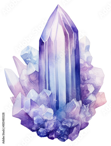 PNG Crystal in Watercolor style gemstone amethyst mineral