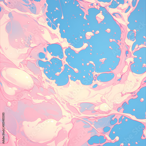 Pink Creamy Splash in a Blue Background - An Eye-Catching Image for Marketing or Creative Projects
