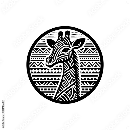Giraffe silhouette in animal ethnic, polynesia tribal illustration