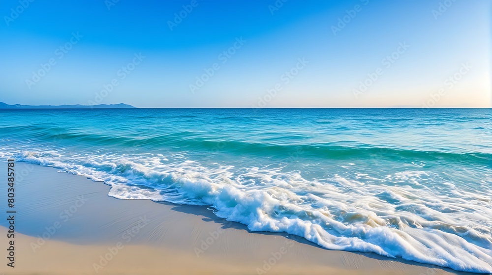  beautiful sandy beach and sea with clear blue sky background amazing beach blue sky 