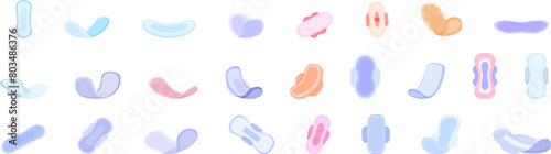 Sanitary napkins icons set cartoon vector. Package feminine. Pack protective