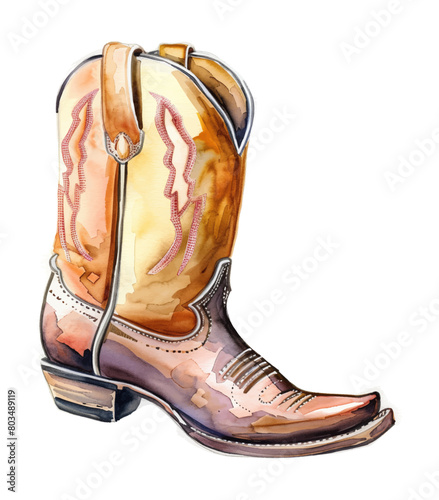 cowboy boots watercolor digital painting good quality