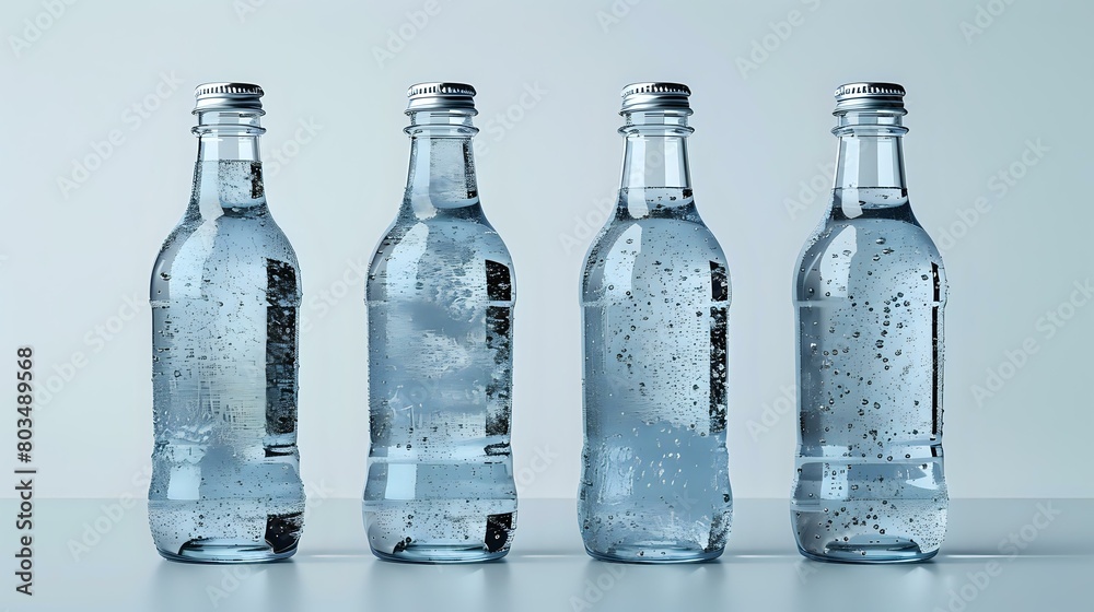 Crystal Clear Beverage Bottles on White Background Crystal Clear Beverage Bottles on White Background