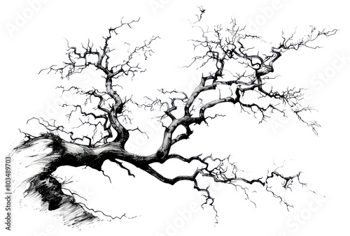 PNG Dying tree drawing illustrated sketch