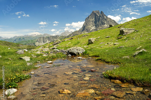 Beautiful mountain lake in Pyrenees (Lacs d' Ayous), popular hiking route, France