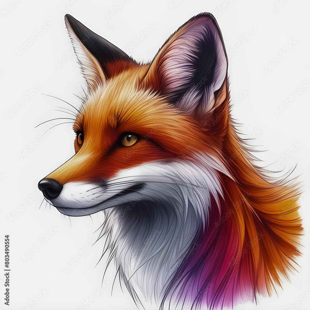 Obraz premium Pencil red fox portrait 