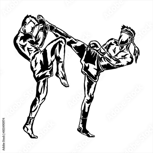illustration vector muay thai poster style