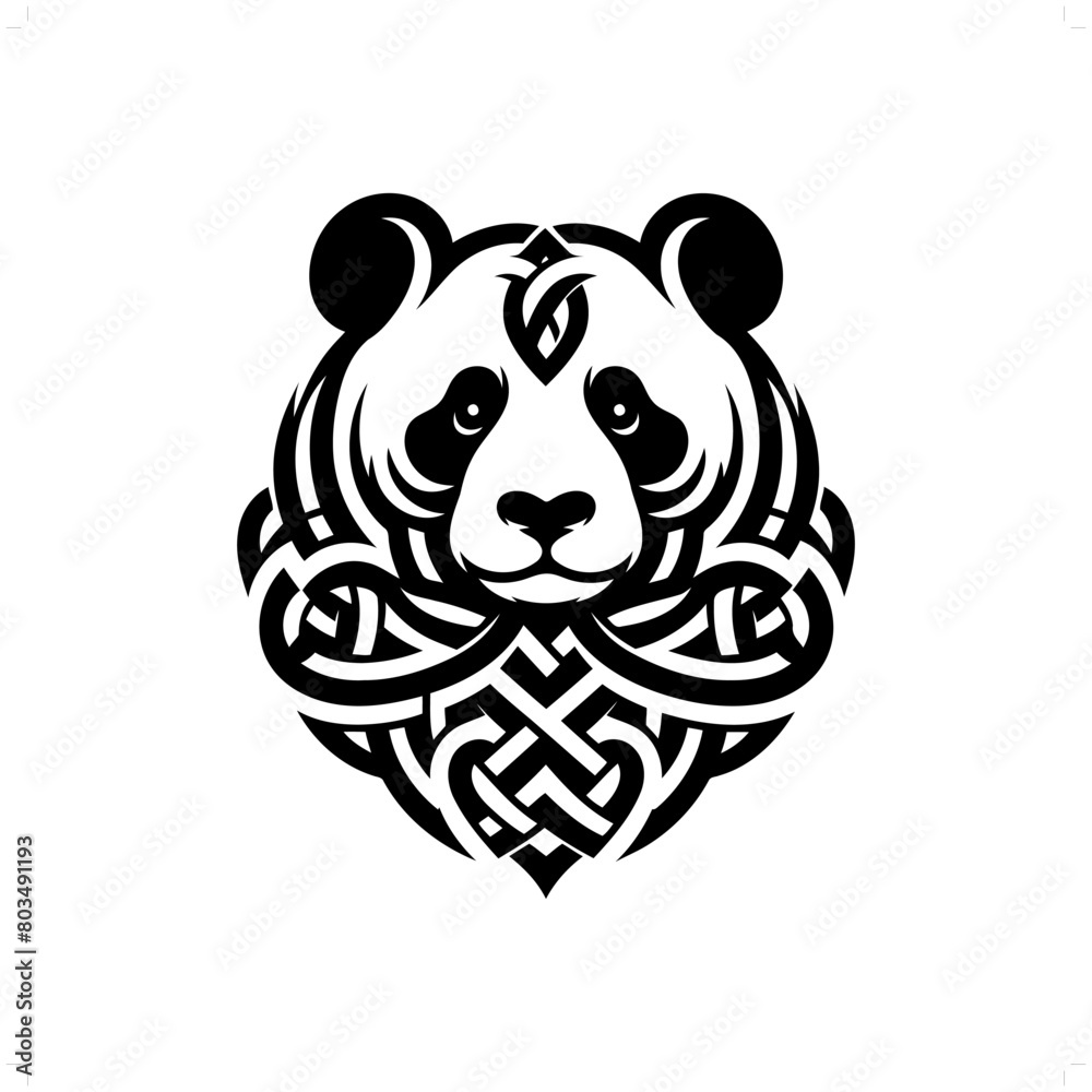 panda silhouette in animal celtic knot, irish, nordic illustration panda silhouette in animal celtic knot, irish, nordic illustration