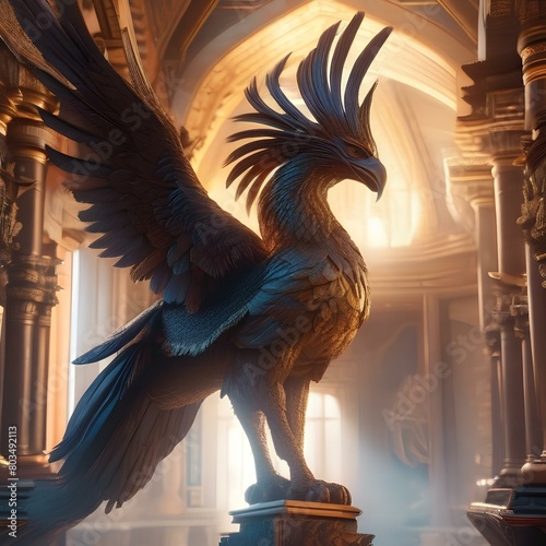 Set of mythical creatures like phoenixes and sphinxes in a mystical realm5 photo