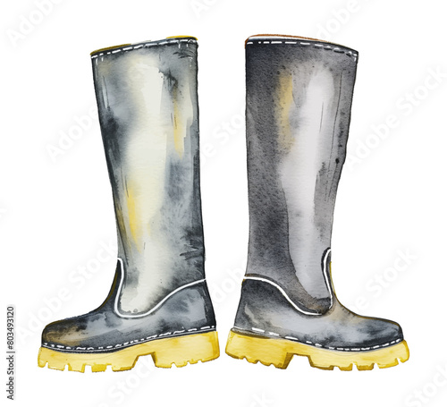 rubber boots watercolor digital painting good quality