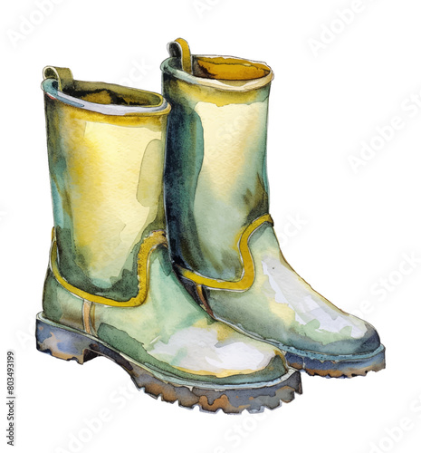 rubber boots watercolor digital painting good quality