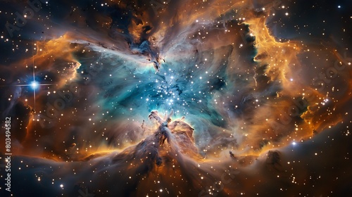 Capturing the sublime artistry of the universe, this image depicts a nebula radiating a spectrum of colors
