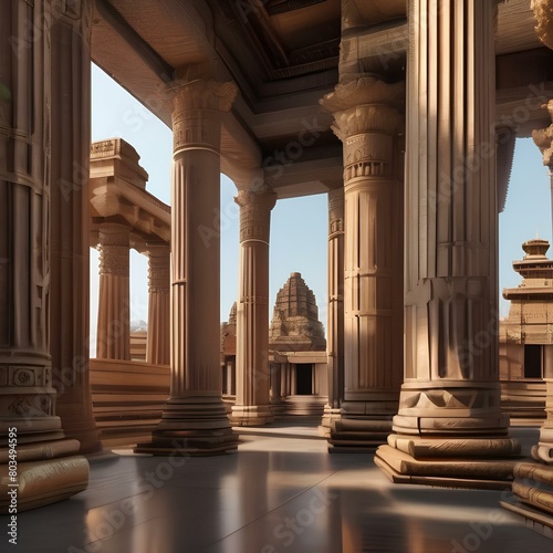 Assortment of ancient temples with towering columns and statues2