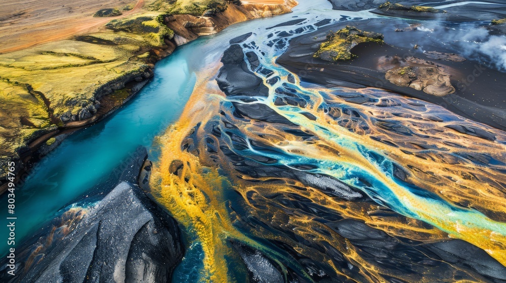 Aerial Photography of Volcanic River Just Outside